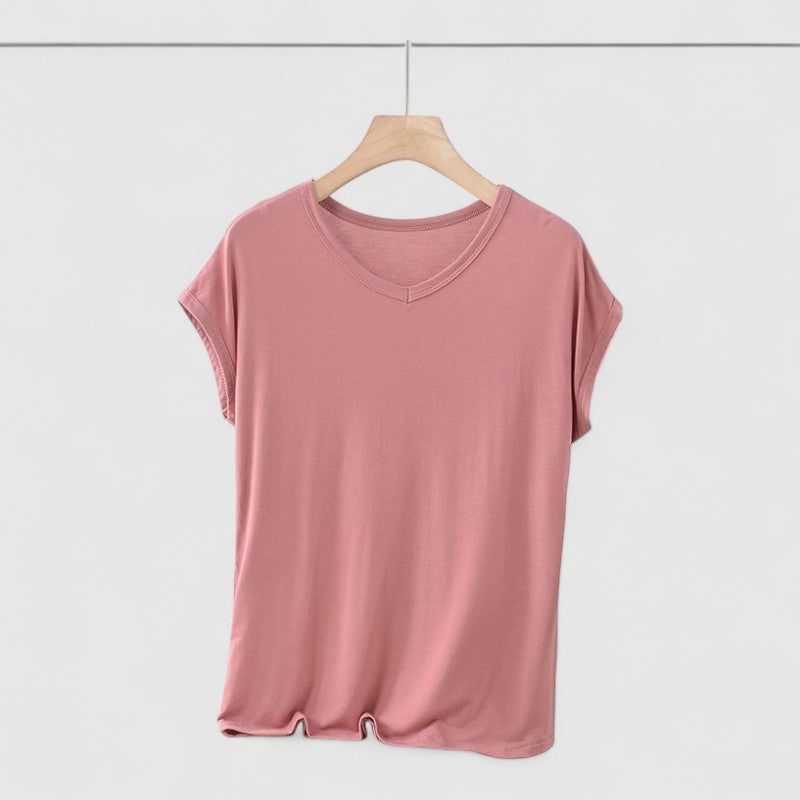 Basic V-hals T-shirt Dames – Korte Mouw Plus Size