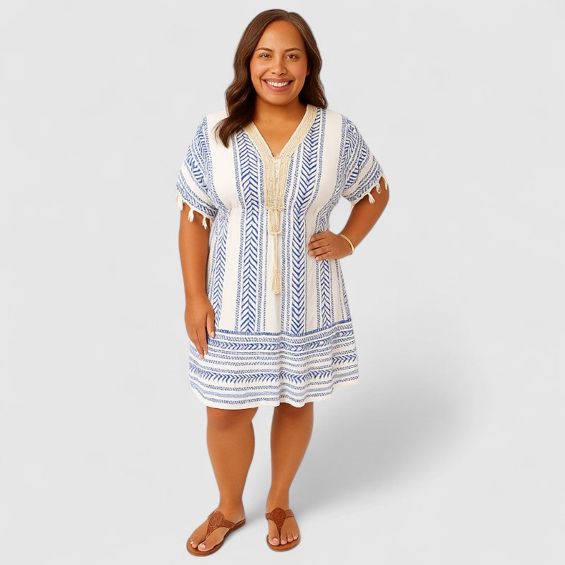 Bohemian V-hals Maxi Jurk met Print