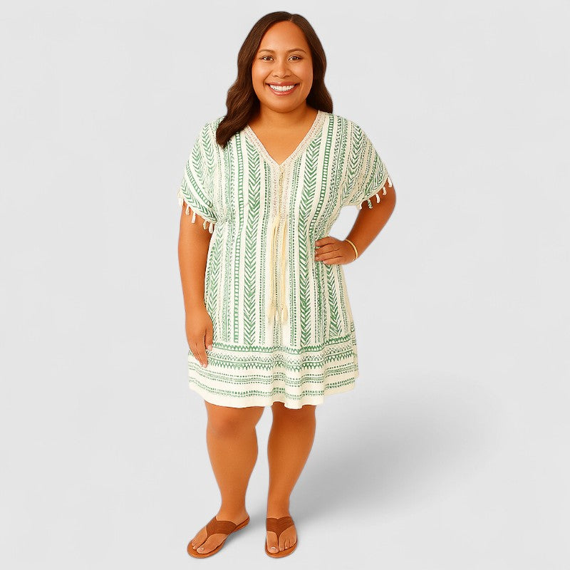 Bohemian V-hals Maxi Jurk met Print