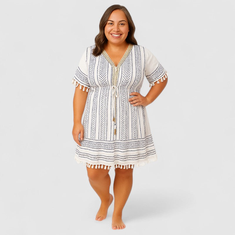 Bohemian V-hals Maxi Jurk met Print