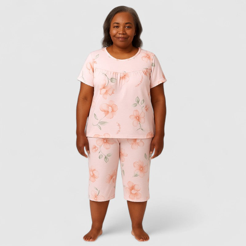 Dames Tweedelige Pyjamaset Katoen met Korte Mouwen