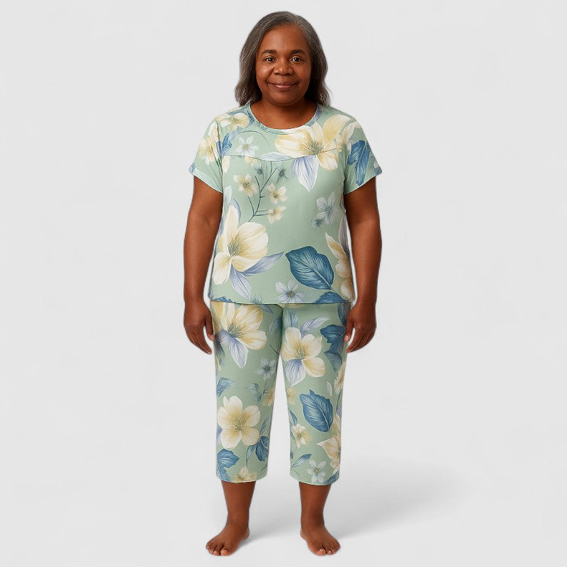 Dames Tweedelige Pyjamaset Katoen met Korte Mouwen