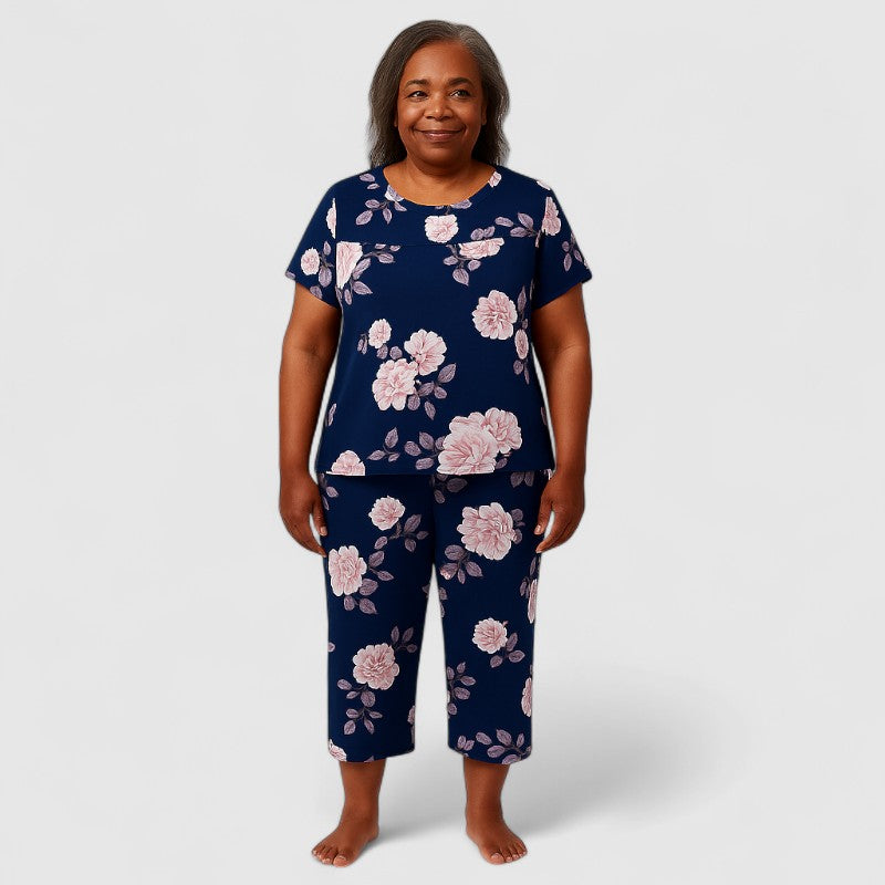 Dames Tweedelige Pyjamaset Katoen met Korte Mouwen