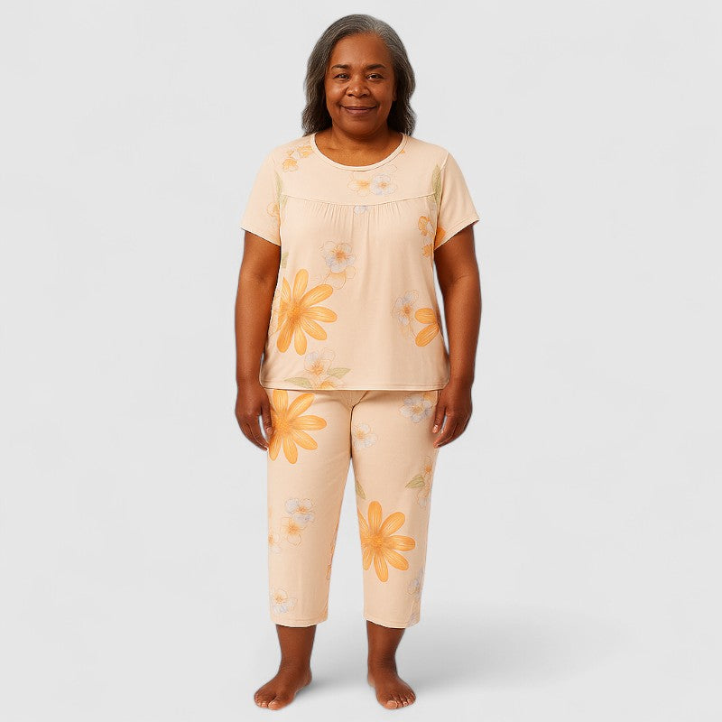 Dames Tweedelige Pyjamaset Katoen met Korte Mouwen