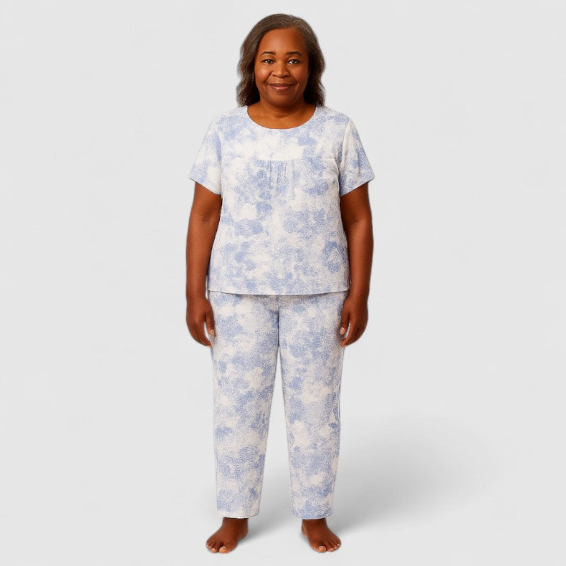 Dames Tweedelige Pyjamaset Katoen met Korte Mouwen
