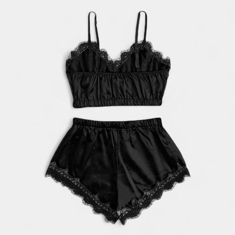 Satijnen Sexy Dames Pyjama met Kant – Nachtkleding