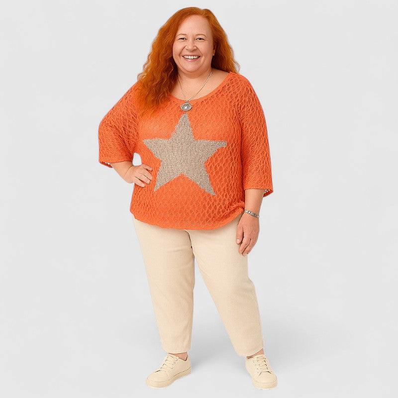 Trendy Gehaakte Vissersnet Top met Ronde Hals