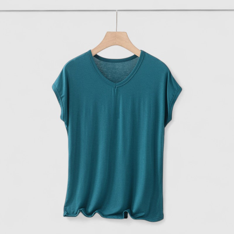 Basic V-hals T-shirt Dames – Korte Mouw Plus Size