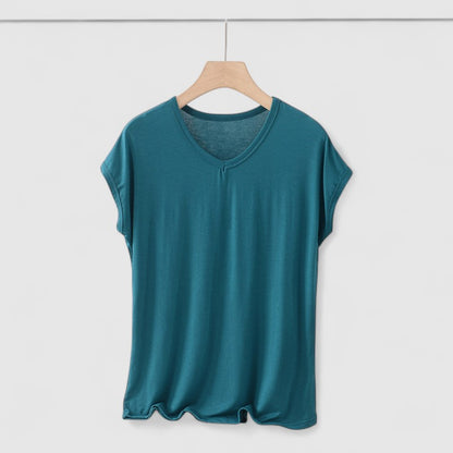 Basic V-hals T-shirt Dames – Korte Mouw Plus Size