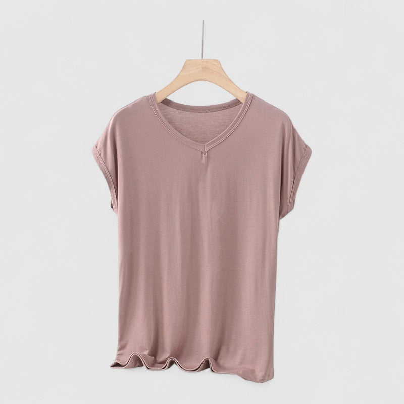 Basic V-hals T-shirt Dames – Korte Mouw Plus Size