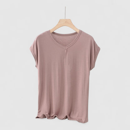 Basic V-hals T-shirt Dames – Korte Mouw Plus Size