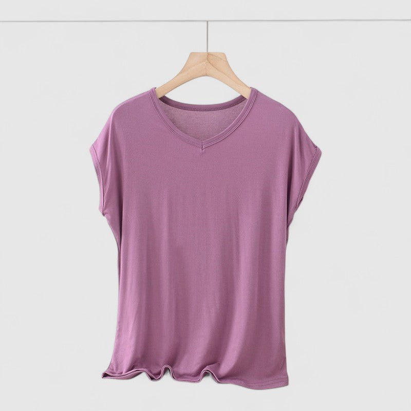 Basic V-hals T-shirt Dames – Korte Mouw Plus Size