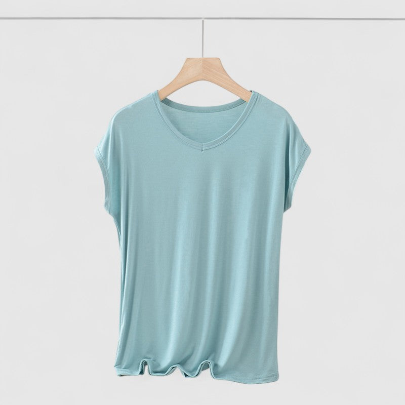 Basic V-hals T-shirt Dames – Korte Mouw Plus Size