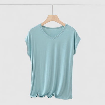 Basic V-hals T-shirt Dames – Korte Mouw Plus Size