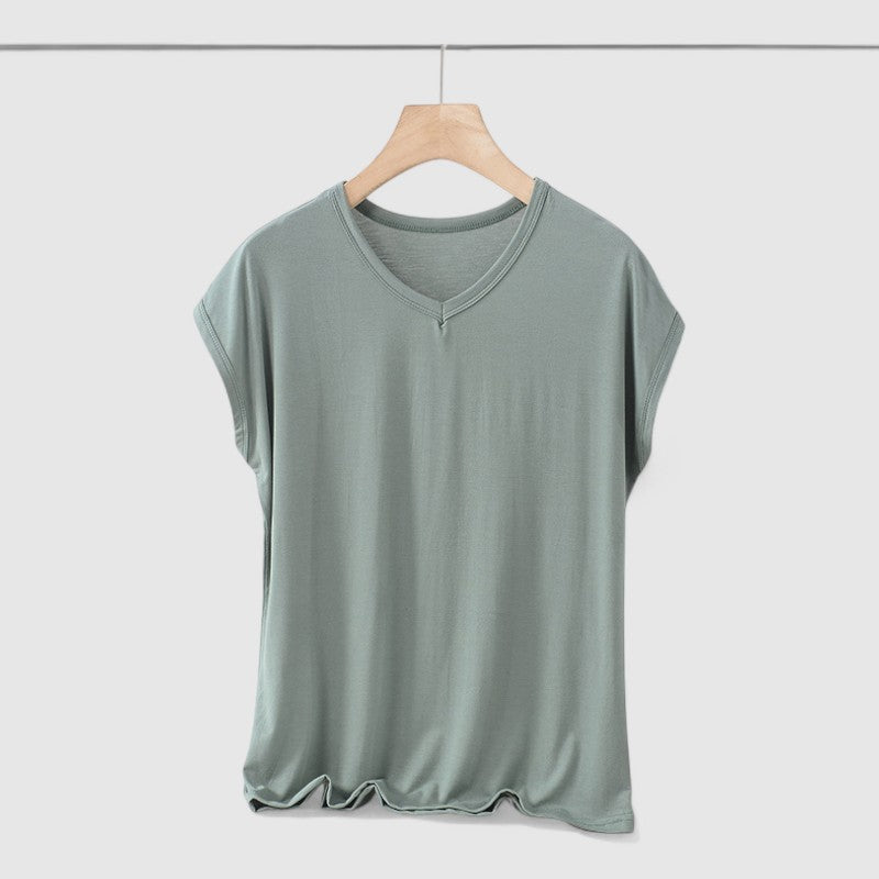 Basic V-hals T-shirt Dames – Korte Mouw Plus Size