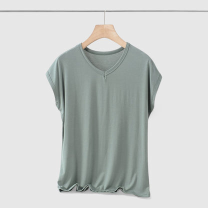Basic V-hals T-shirt Dames – Korte Mouw Plus Size