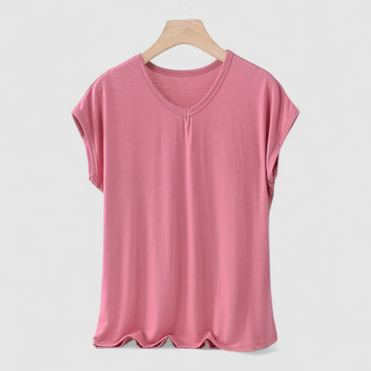 Basic V-hals T-shirt Dames – Korte Mouw Plus Size