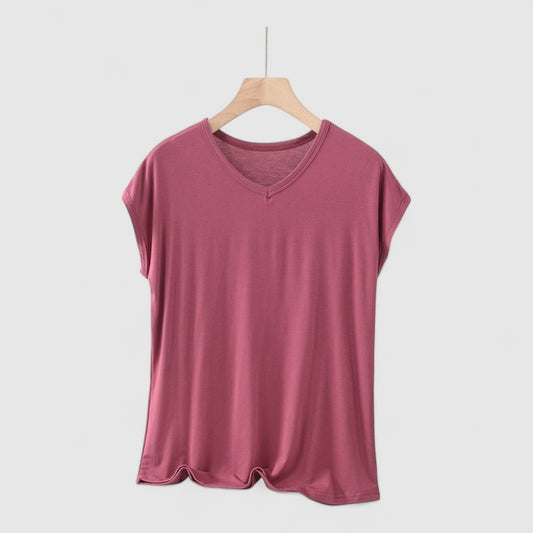 Basic V-hals T-shirt Dames – Korte Mouw Plus Size