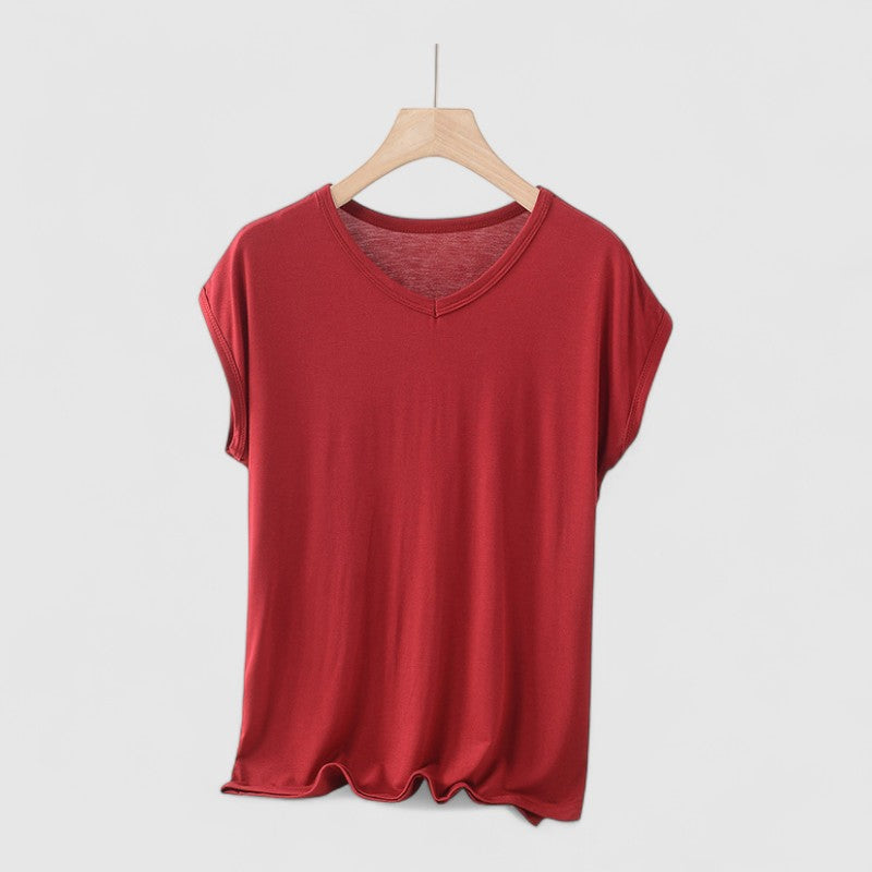 Basic V-hals T-shirt Dames – Korte Mouw Plus Size