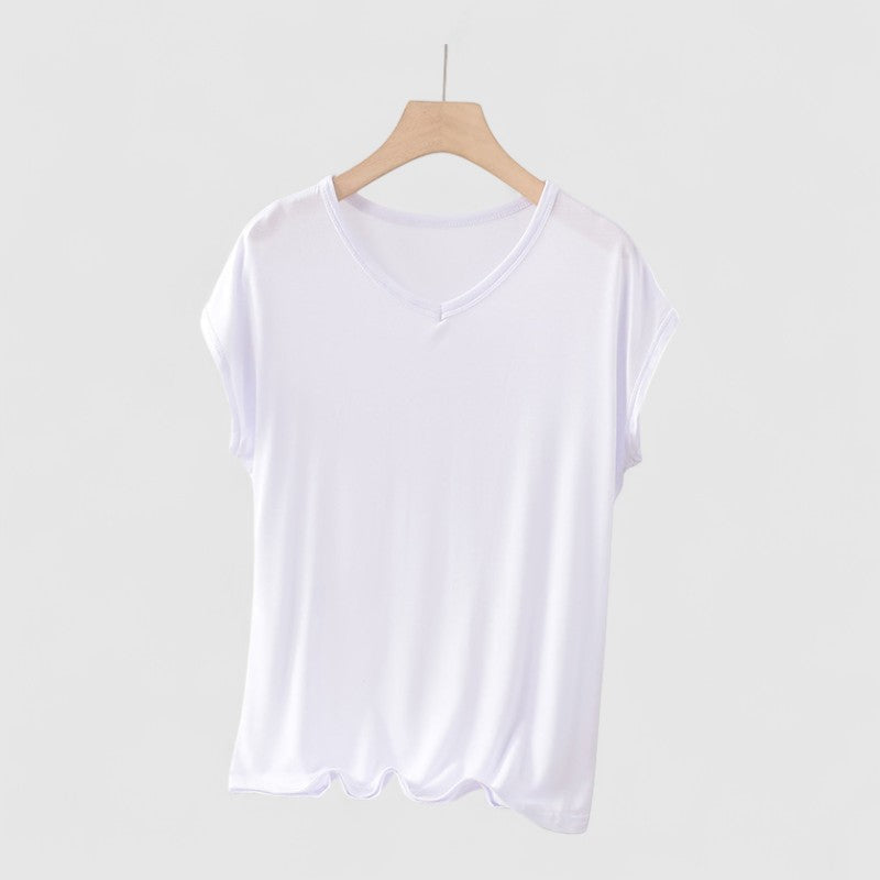 Basic V-hals T-shirt Dames – Korte Mouw Plus Size