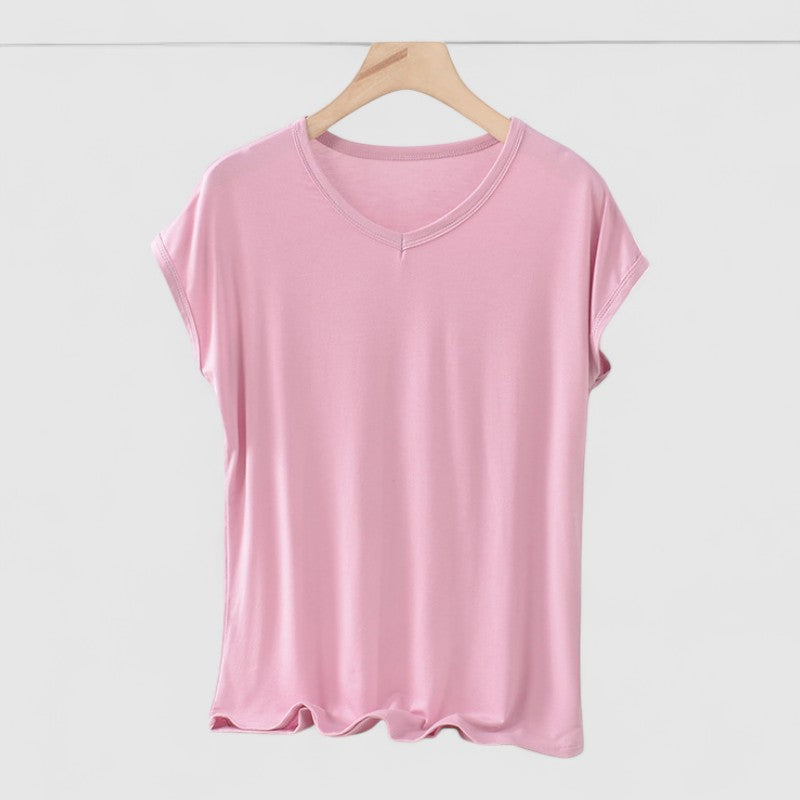 Basic V-hals T-shirt Dames – Korte Mouw Plus Size