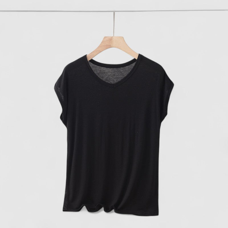 Basic V-hals T-shirt Dames – Korte Mouw Plus Size