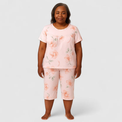 Dames Tweedelige Pyjamaset Katoen met Korte Mouwen