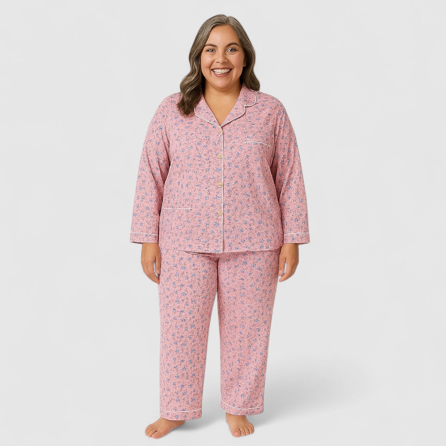 Dames Pyjama Set – Zacht Katoen met Lange Mouwen (ook in plus size)