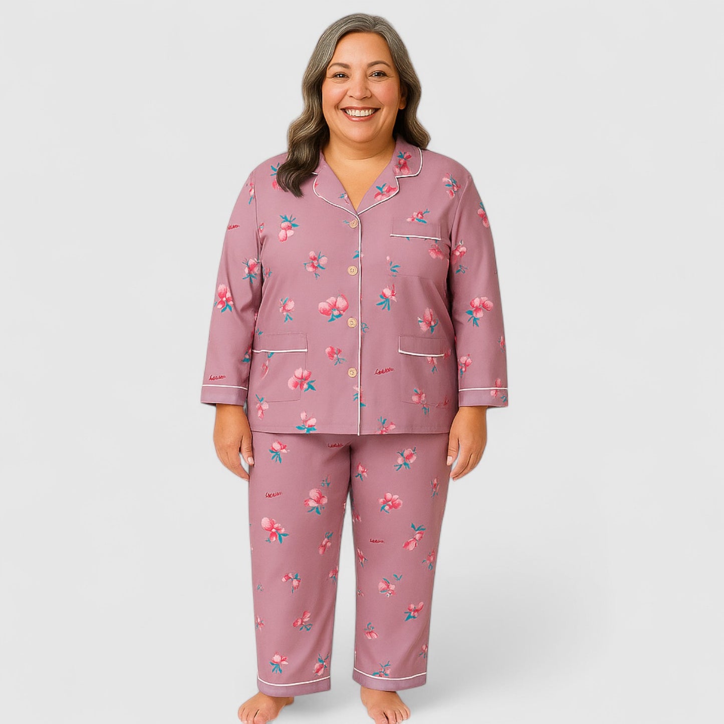 Dames Pyjama Set – Zacht Katoen met Lange Mouwen (ook in plus size)
