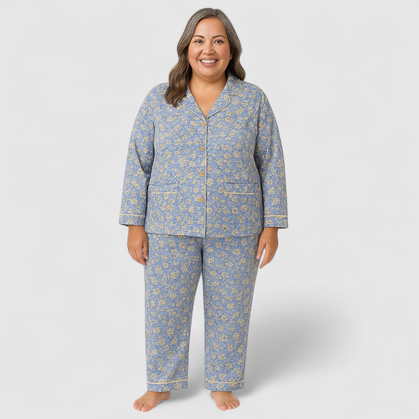 Dames Pyjama Set – Zacht Katoen met Lange Mouwen (ook in plus size)