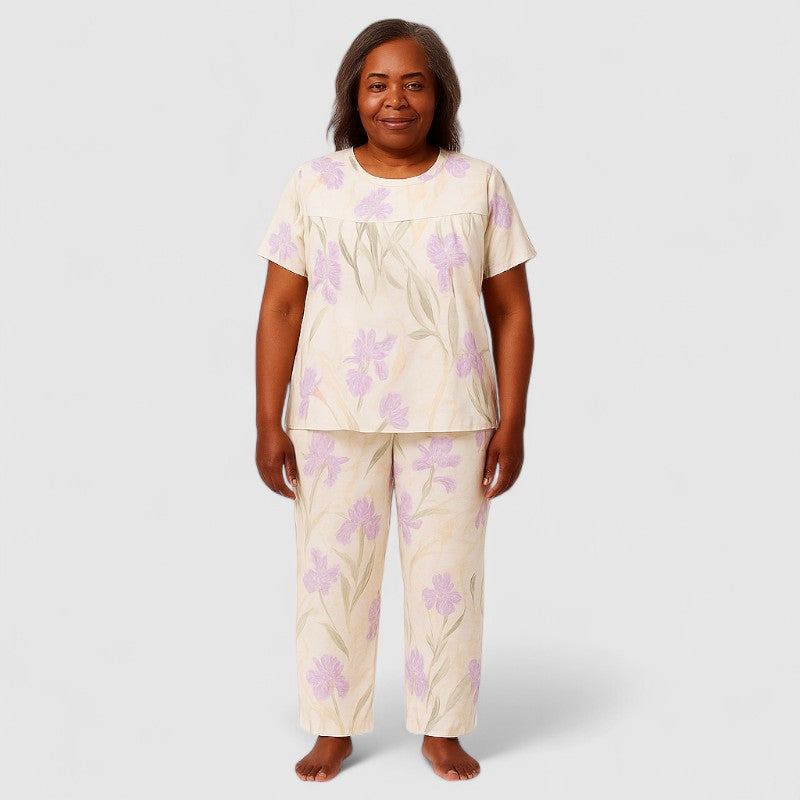 Dames Tweedelige Pyjamaset Katoen met Korte Mouwen
