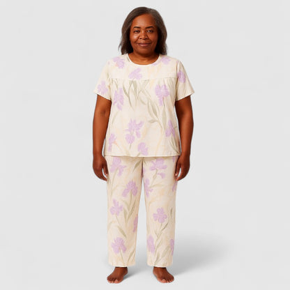 Dames Tweedelige Pyjamaset Katoen met Korte Mouwen