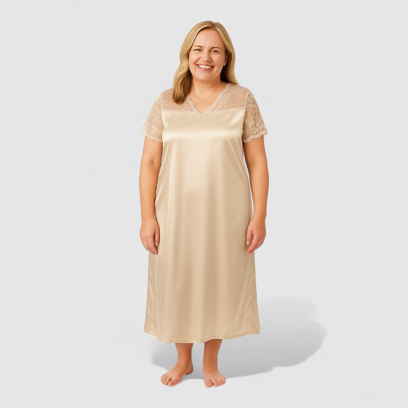 Satijnen nachtjapon dames grote maten met kant