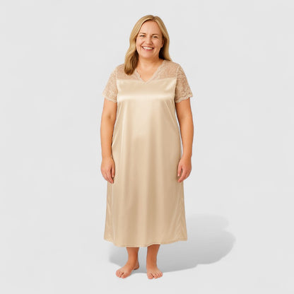 Satijnen nachtjapon dames grote maten met kant