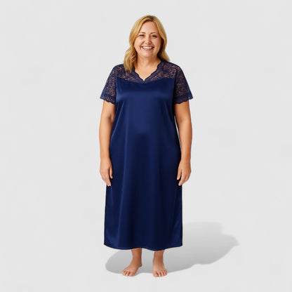 Satijnen nachtjapon dames grote maten met kant