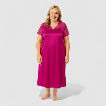 Satijnen nachtjapon dames grote maten met kant