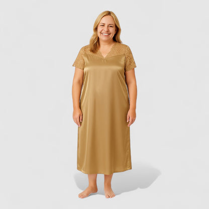 Satijnen nachtjapon dames grote maten met kant