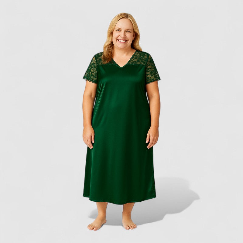 Satijnen nachtjapon dames grote maten met kant