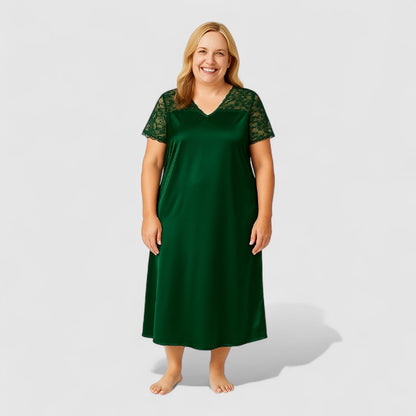 Satijnen nachtjapon dames grote maten met kant