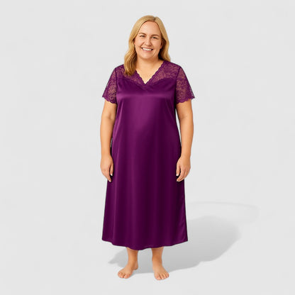 Satijnen nachtjapon dames grote maten met kant