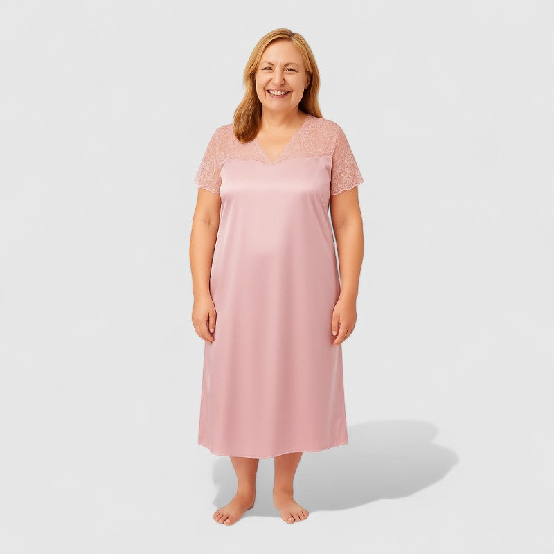 Satijnen nachtjapon dames grote maten met kant