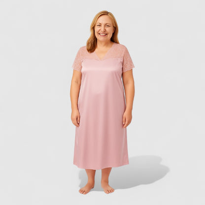 Satijnen nachtjapon dames grote maten met kant