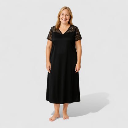 Satijnen nachtjapon dames grote maten met kant